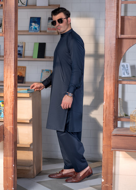 Blue Ban Plain - Kameez Shalwar - Men