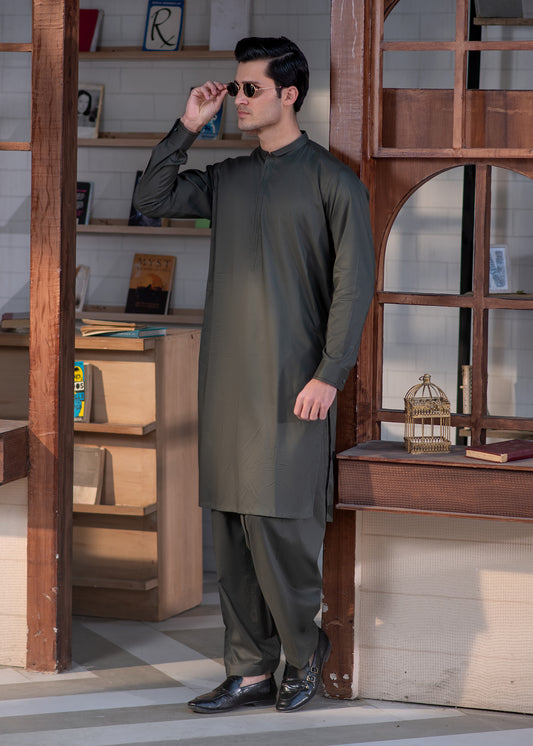 Modern Pine Green Stitched Suit for Men | Elegant Eastern Formal Wear