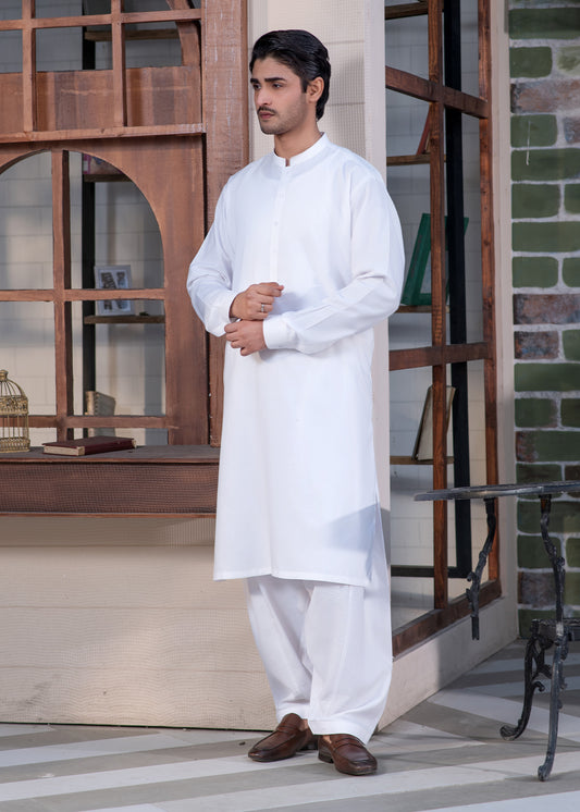 Off White Plain - Kameez Shalwar - Men