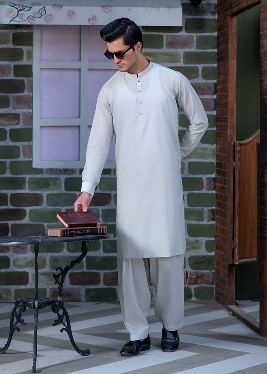 Modern Men's Ash Grey Shalwar Kameez – Elegant Eastern Wear