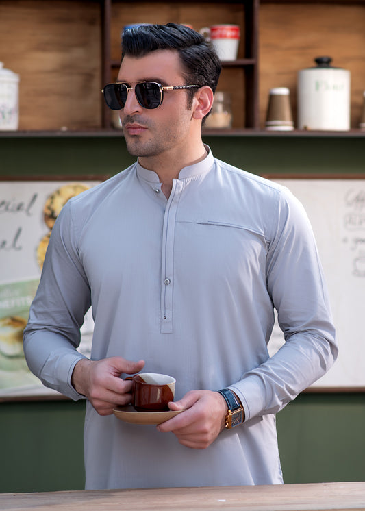Men's Smoke Grey Shalwar Kameez – Elegant Eastern Wear