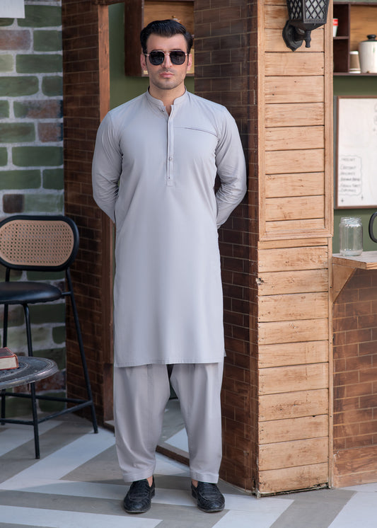 Men's Smoke Grey Shalwar Kameez – Elegant Eastern Wear