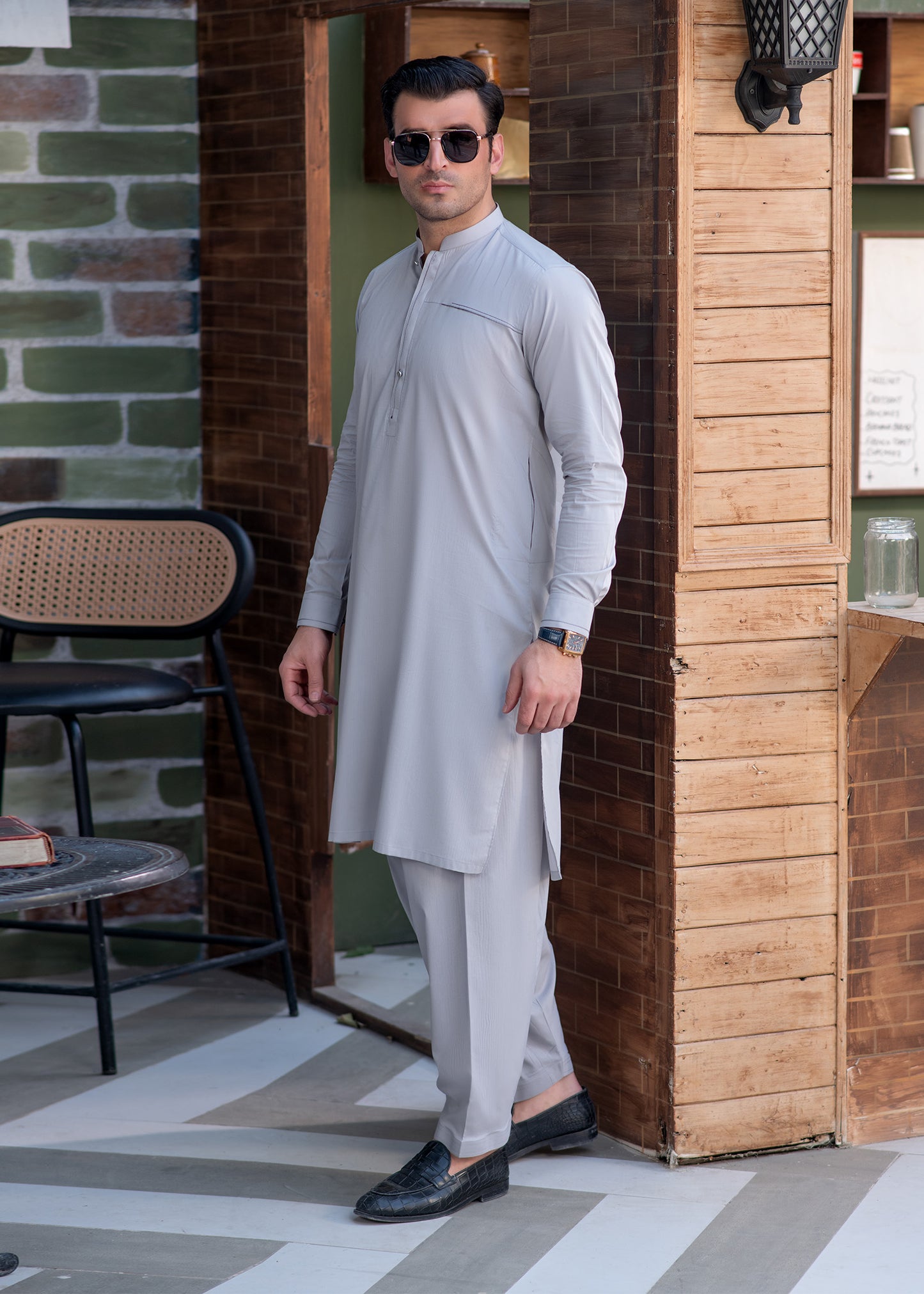 Men's Smoke Grey Shalwar Kameez – Elegant Eastern Wear
