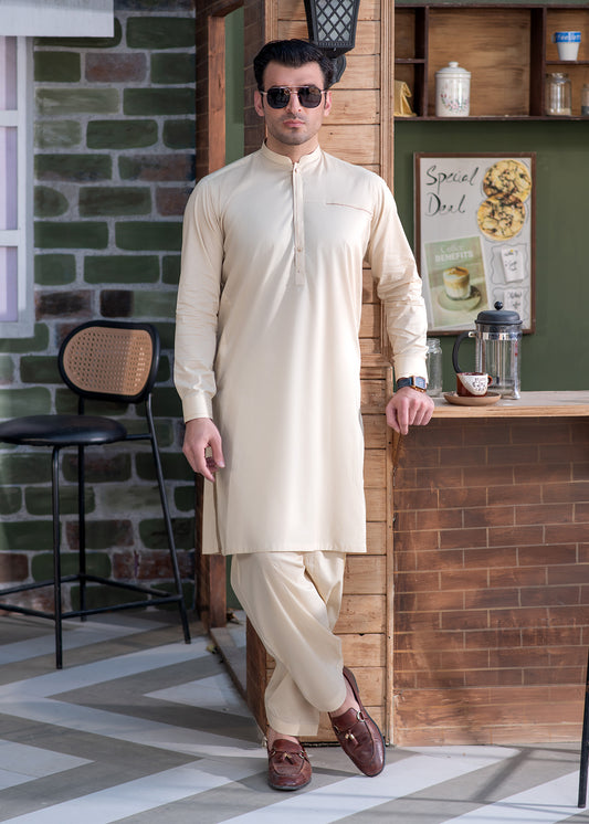 Premium Blended Cotton Men’s Suit in Light Khaki