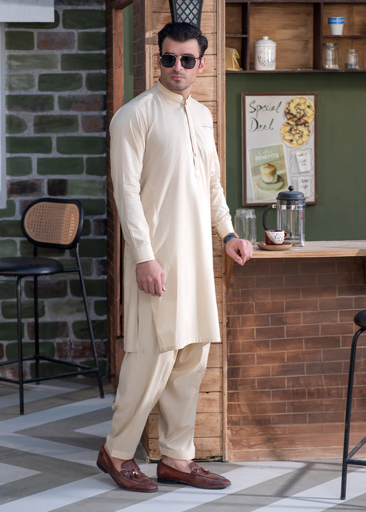 Premium Blended Cotton Men’s Suit in Light Khaki