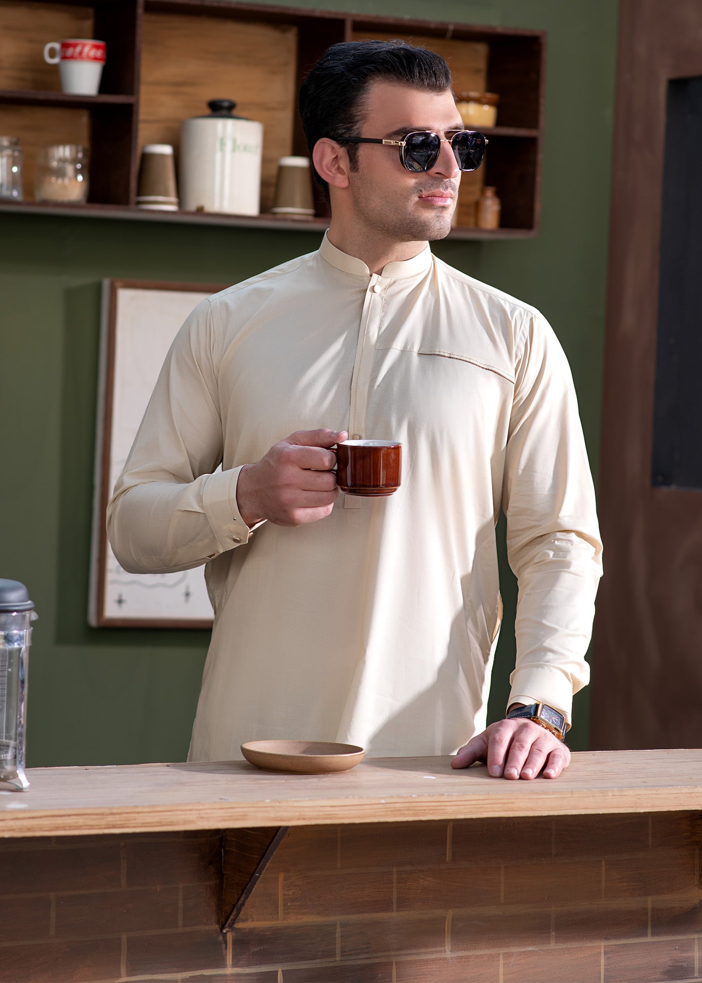 Premium Blended Cotton Men’s Suit in Light Khaki