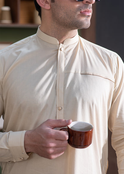 Premium Blended Cotton Men’s Suit in Light Khaki