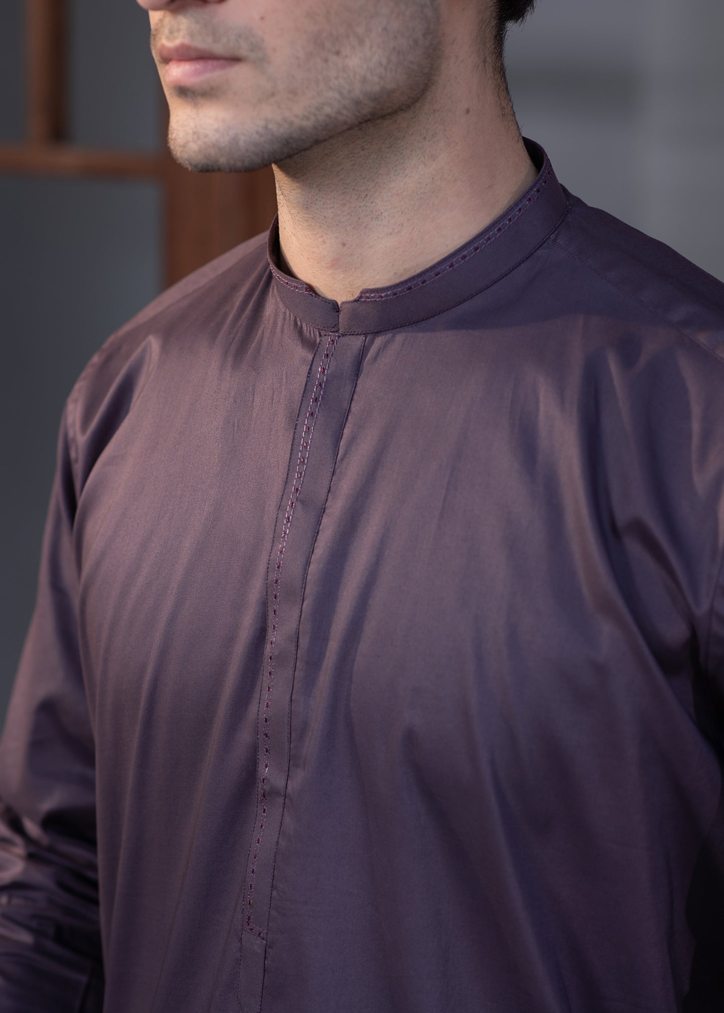 Deep Burgundy Cotton Men’s Suit With Design Pocket