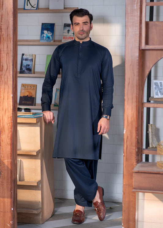 Blue Ban Plain - Kameez Shalwar - Men