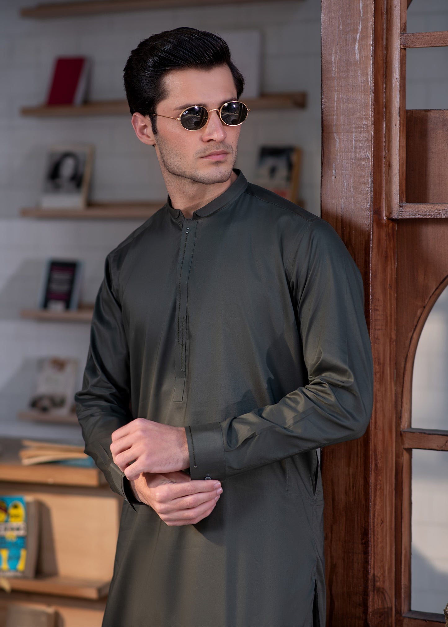 Modern Pine Green Stitched Suit for Men | Elegant Eastern Formal Wear