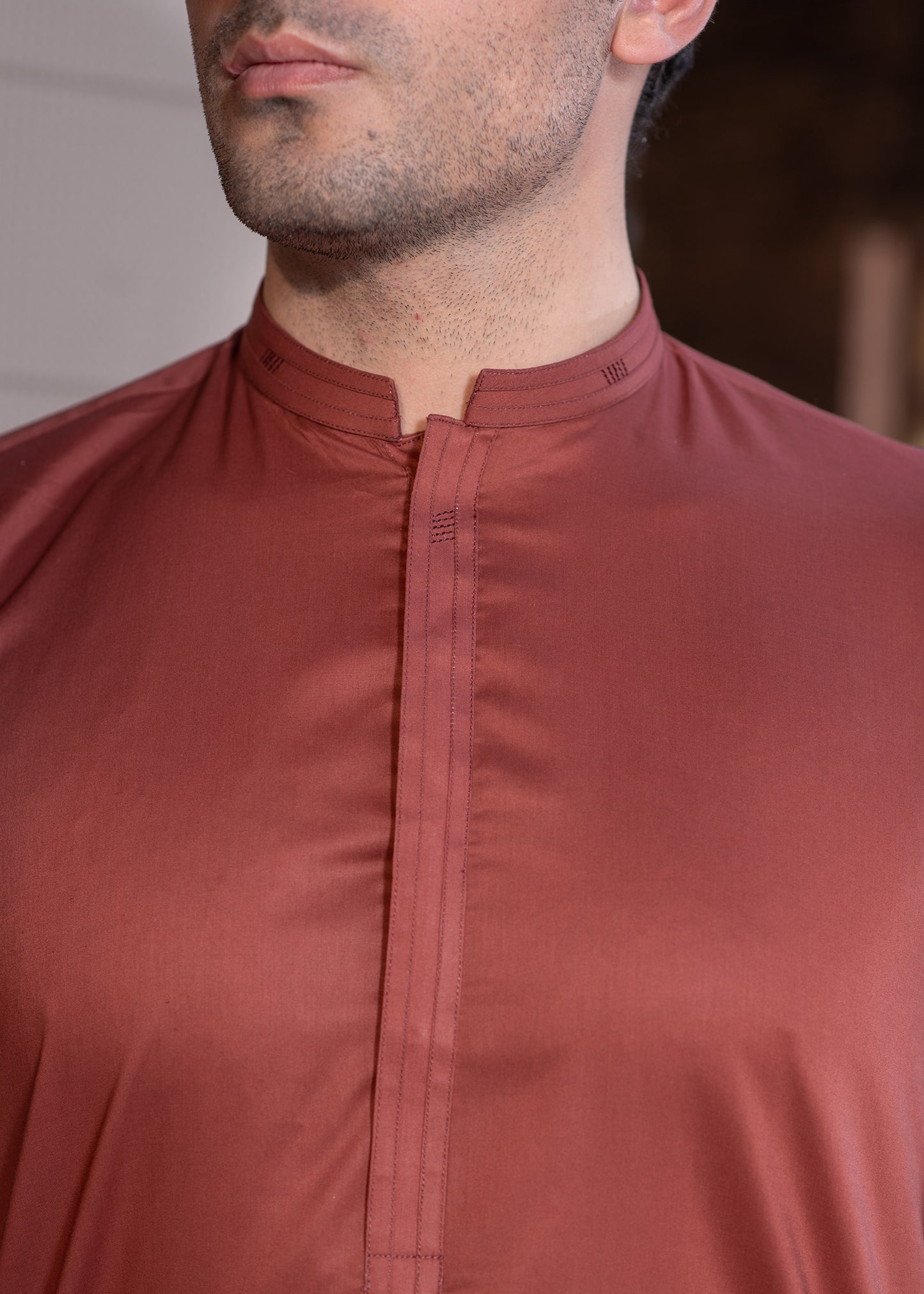 Men's Rust Stitched Shalwar Kameez for Summer