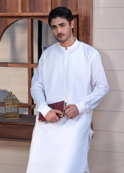 Off White Plain - Kameez Shalwar - Men