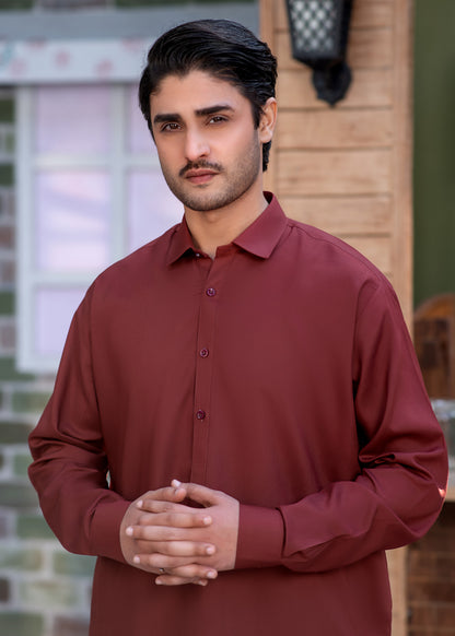 Maroon Collar Plain - Kameez Shalwar - Men