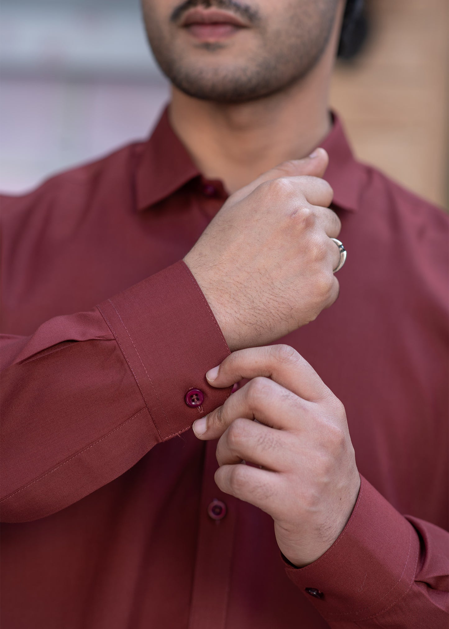 Maroon Collar Plain - Kameez Shalwar - Men