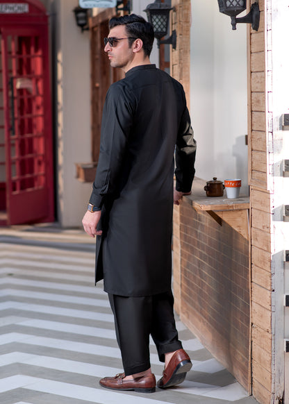 Black Ban Plain - Kameez Shalwar - Men