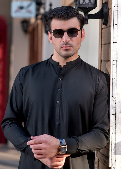 Black Ban Plain - Kameez Shalwar - Men