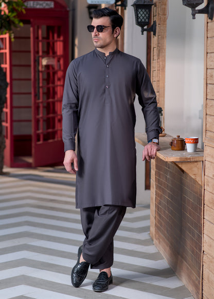 Grey Ban Plain - Kameez Shalwar - Men