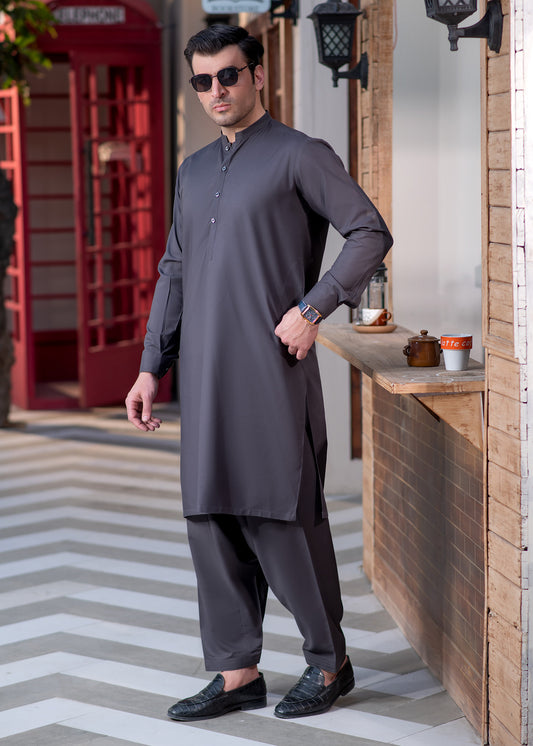 Grey Ban Plain - Kameez Shalwar - Men