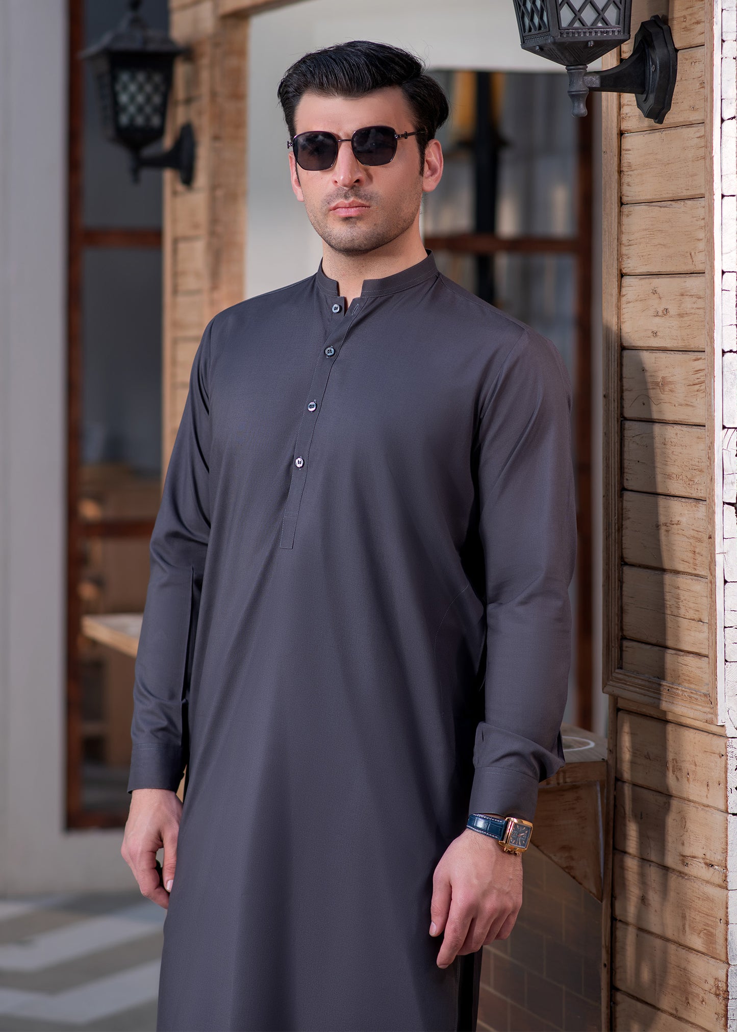Grey Ban Plain - Kameez Shalwar - Men