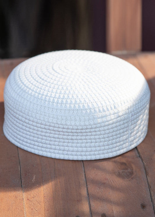 White Suiting Cap - Double Embroidery - Men