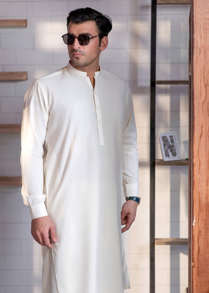 Cream Booski Ban Plain - kameez Shalwar - Men