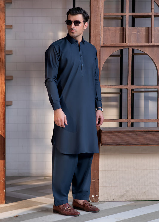 Blue Collar Plain - Kameez Shalwar - Men
