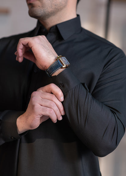 Black Collar Plain - Kameez Shalwar - Men