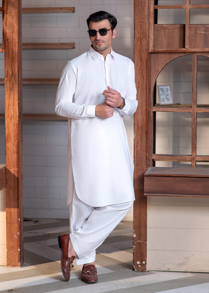 Off White Collar  - Kameez Shalwar - Men