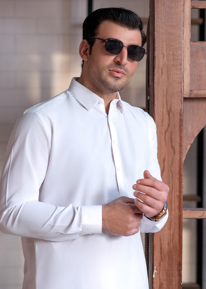 Off White Collar  - Kameez Shalwar - Men