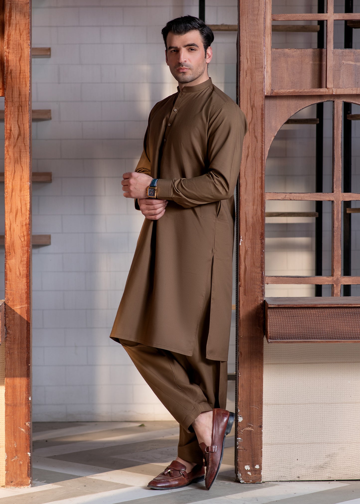 CamelBrown Ban Plain - Kameez Shalwar - Men