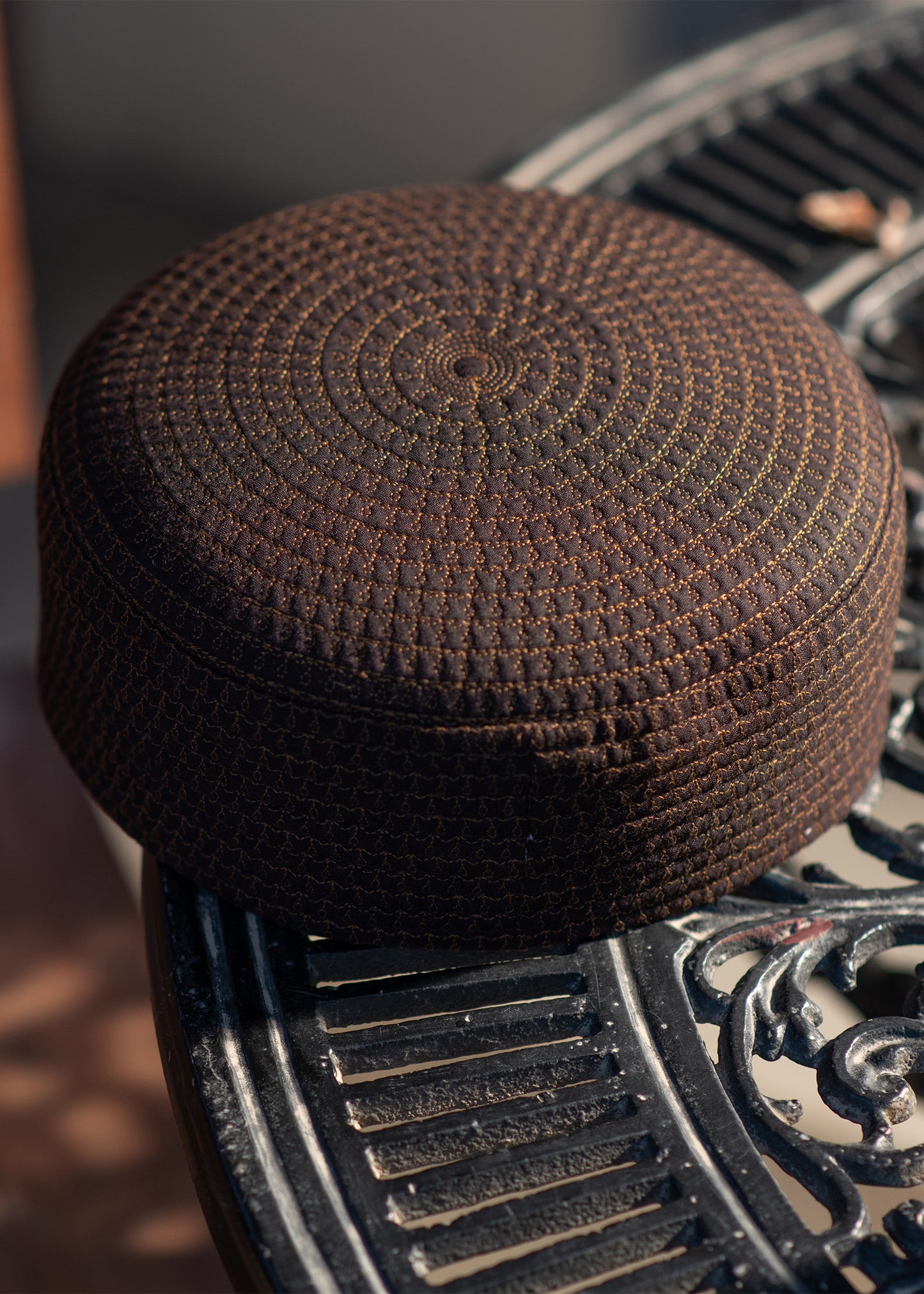 Chocolate Brown Suiting Cap - Double Embroidery - Men