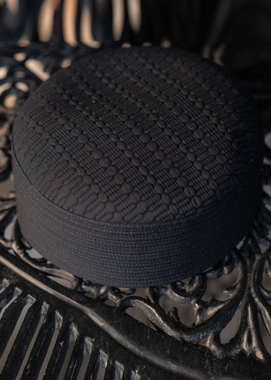 Black Suiting Cap - Single Embroidery - Men
