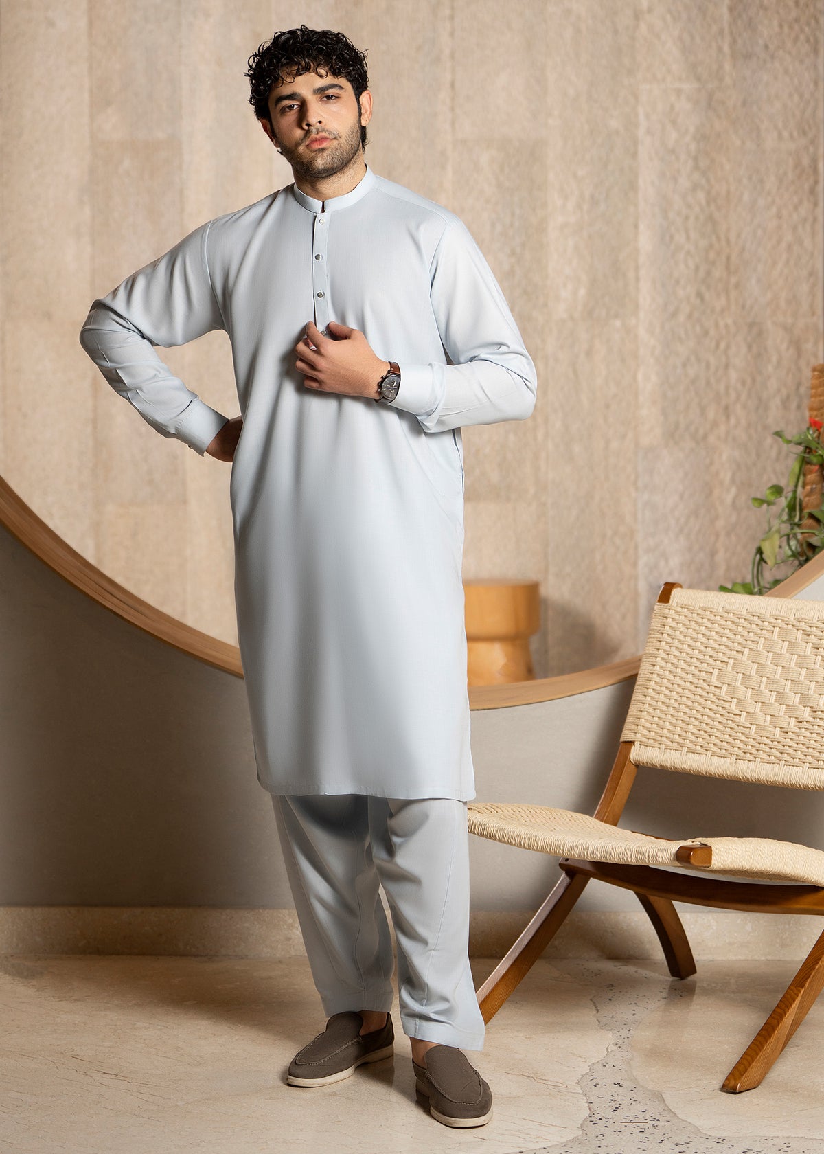Ice Blue Ban Kameez Shalwar - Men
