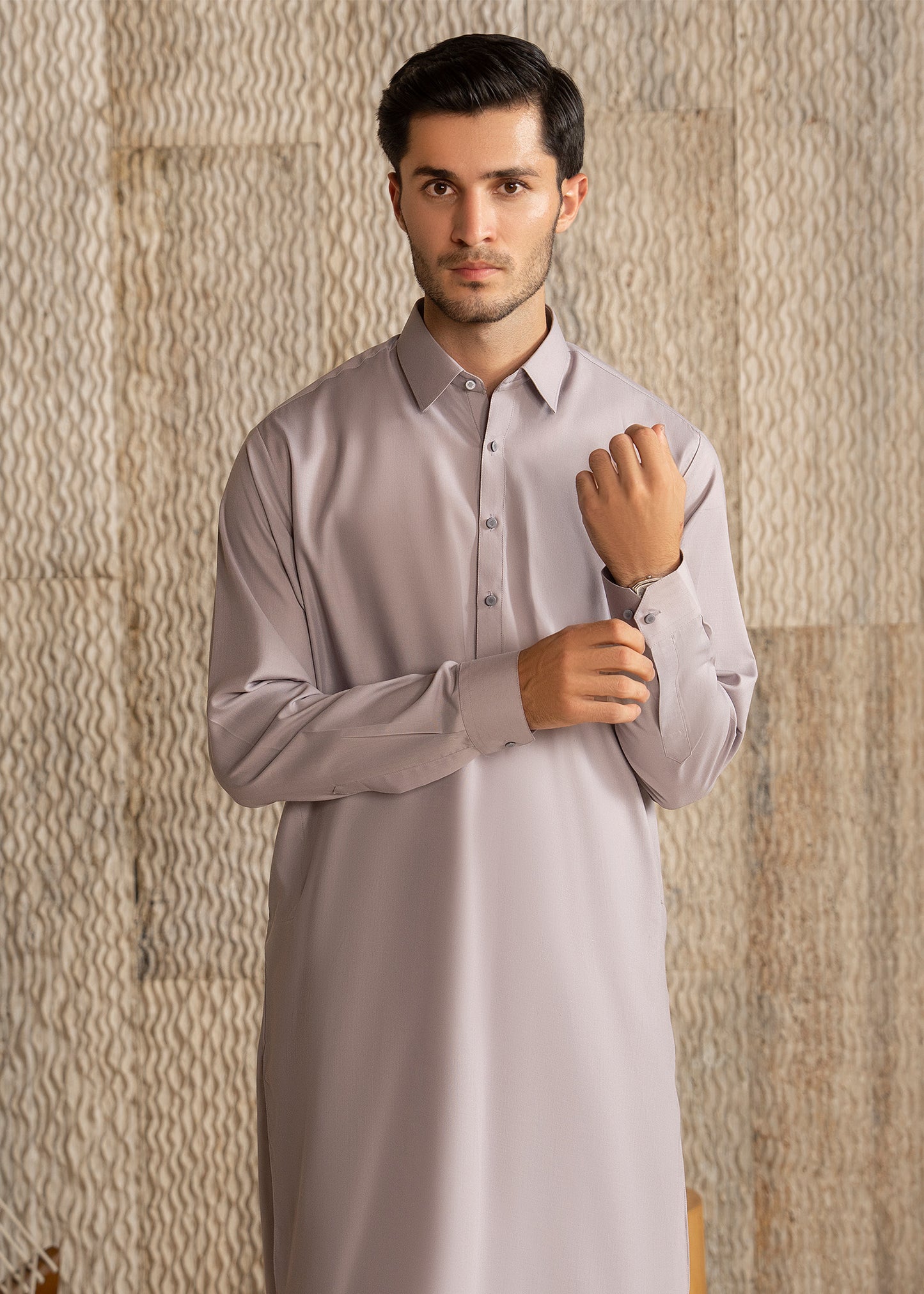 Light lavender French Collar Kameez Shalwar - Men