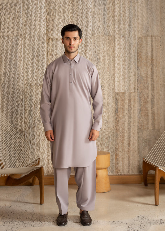 Light lavender French Collar Kameez Shalwar - Men
