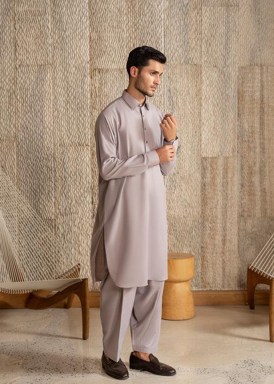 Light lavender French Collar Kameez Shalwar - Men