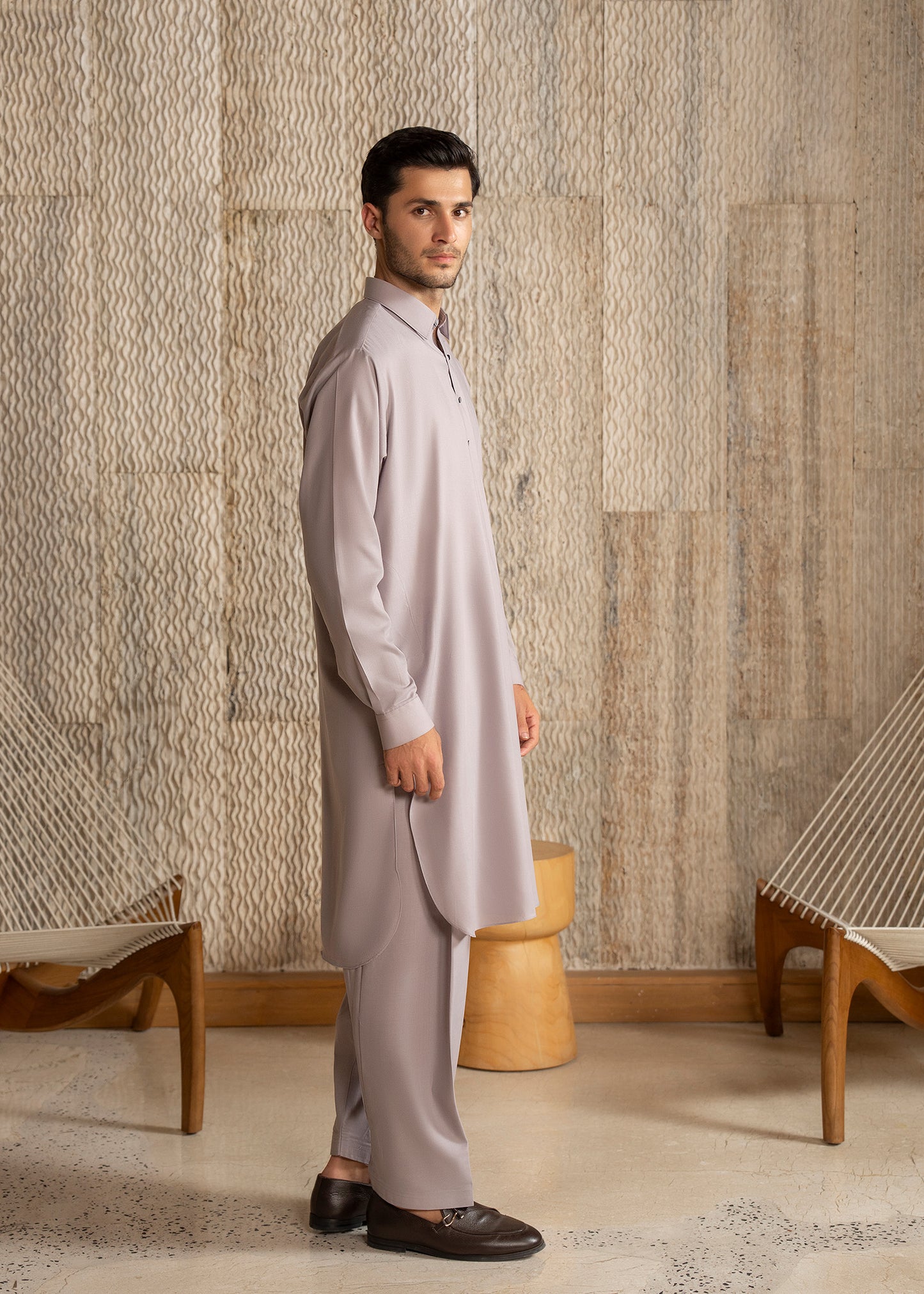 Light lavender French Collar Kameez Shalwar - Men