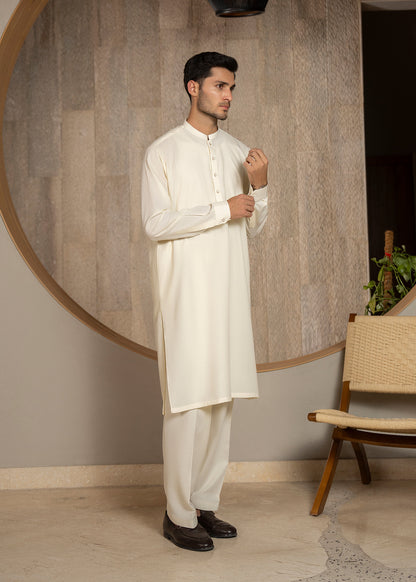 Off White Ban Kameez Shalwar - Men
