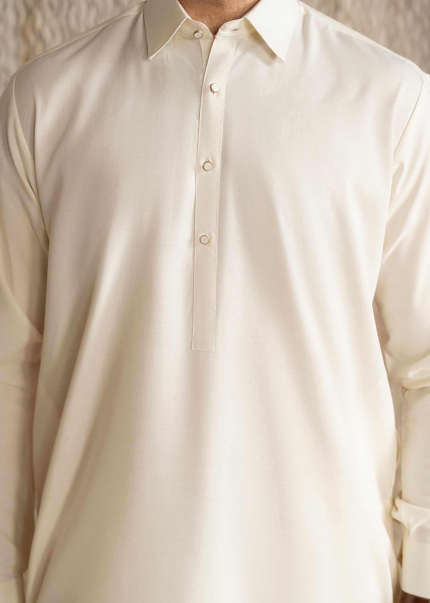Off White French Collar Kameez Shalwar - Men