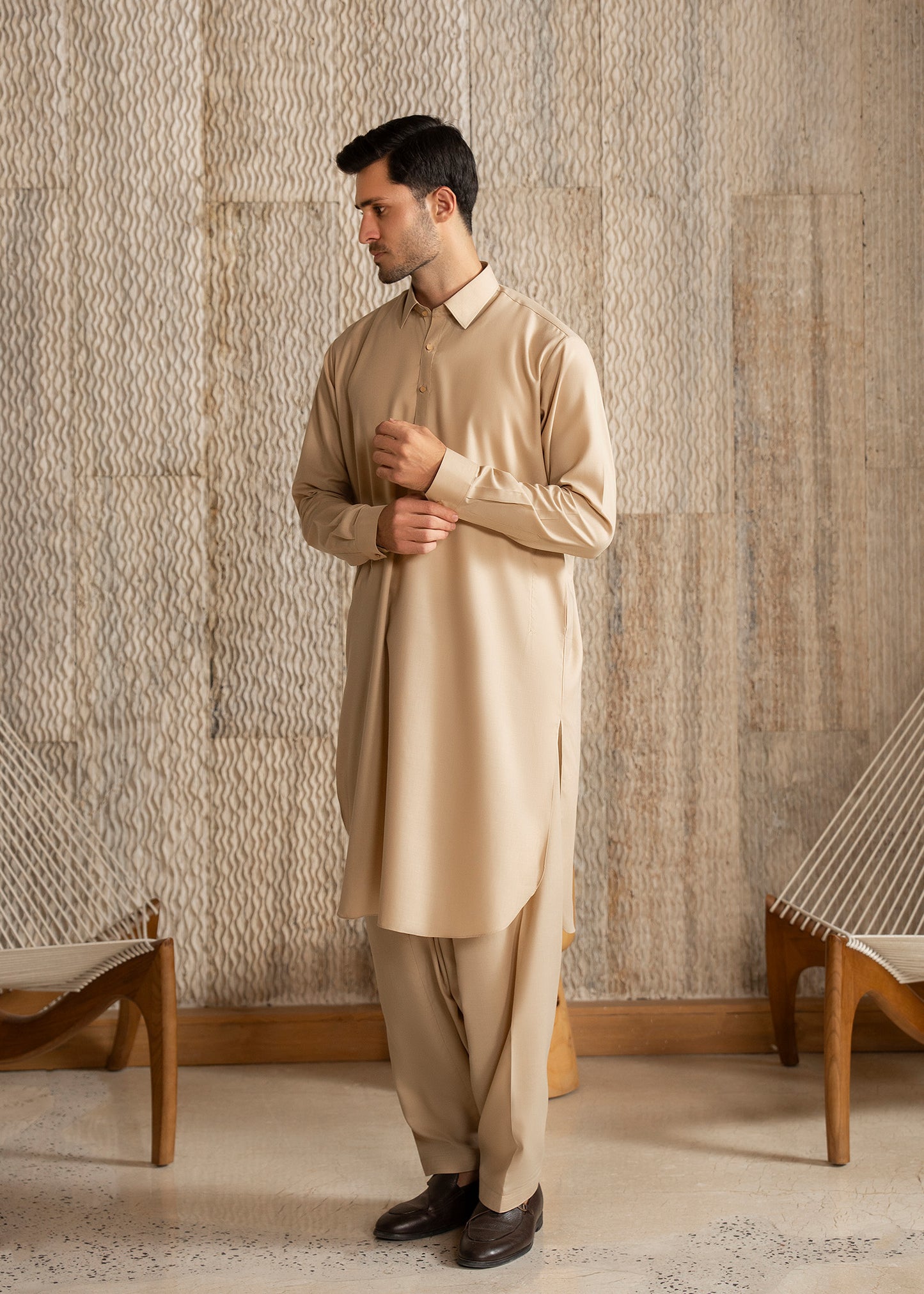 Skin French Collar Kameez Shalwar - Men