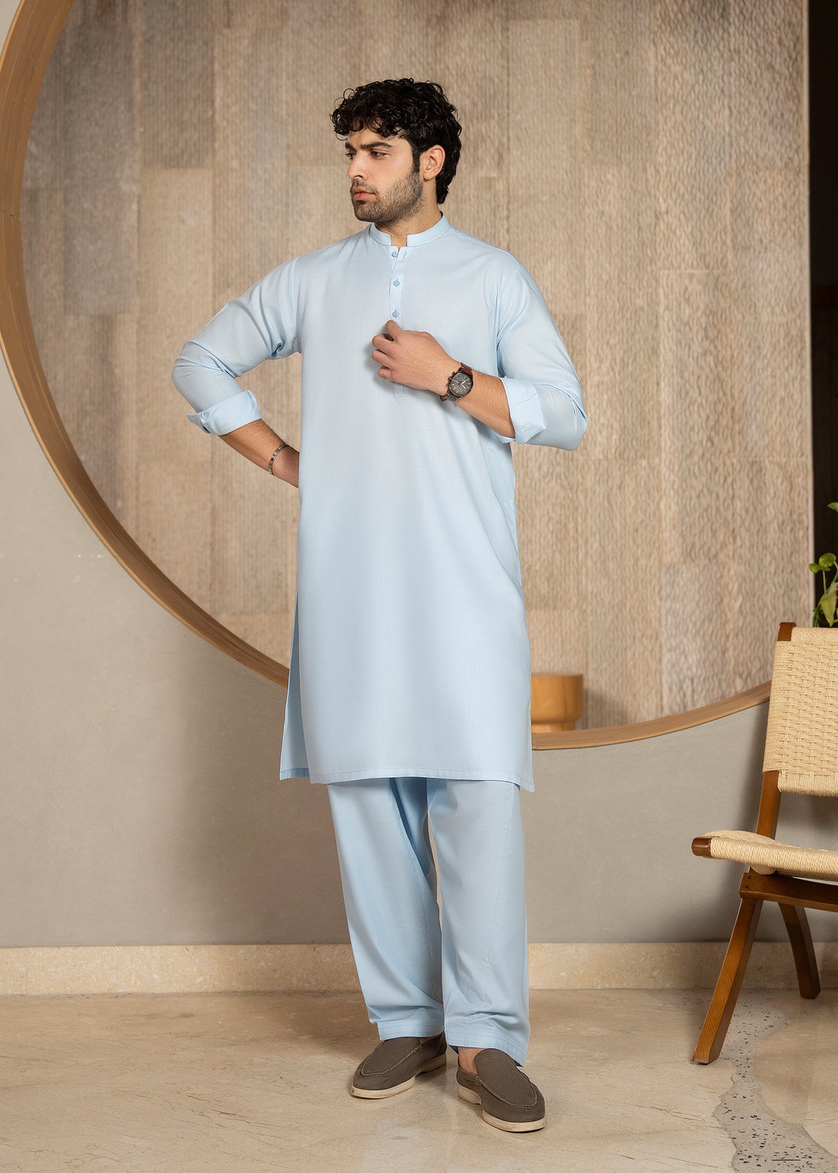 Sky Blue Kameez Shalwar - Men