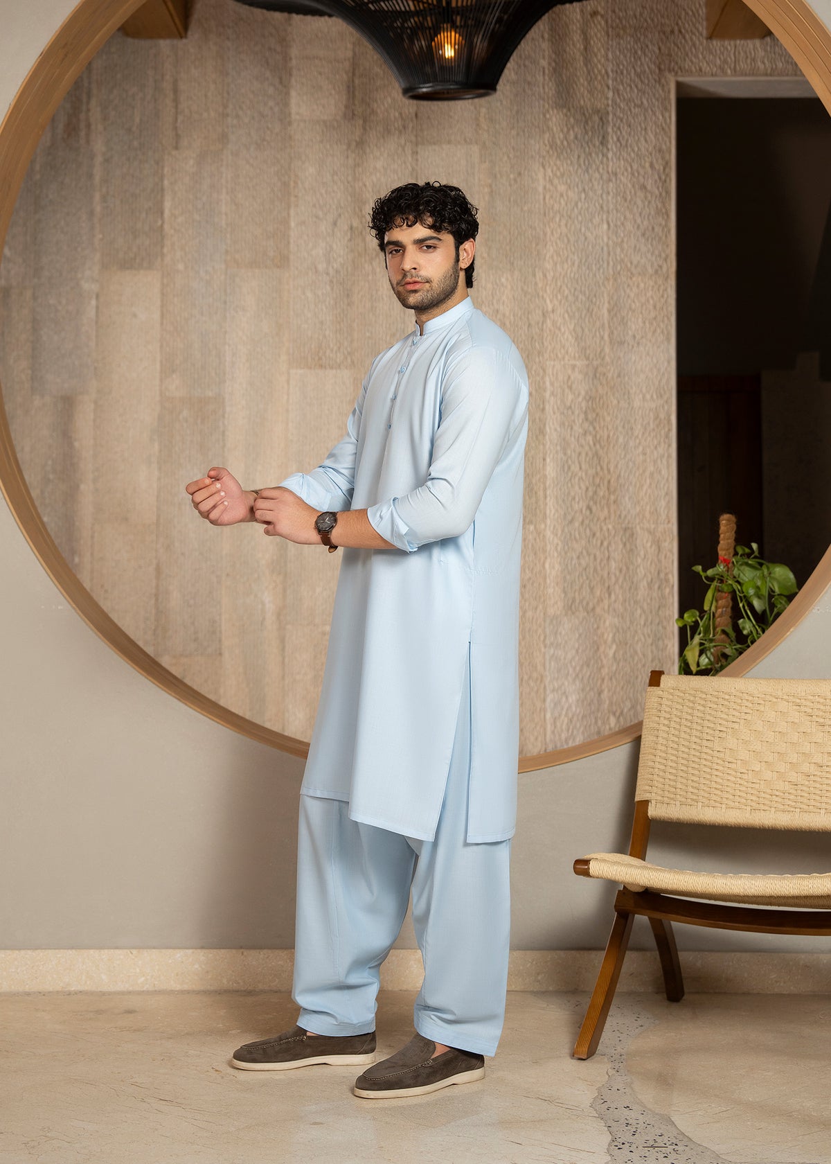 Sky Blue Kameez Shalwar - Men