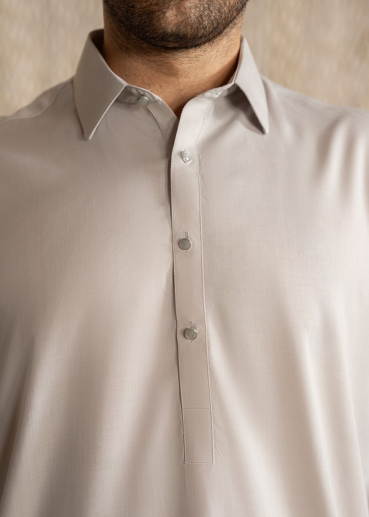 Steal Grey French Collar Kameez Shalwar - Men
