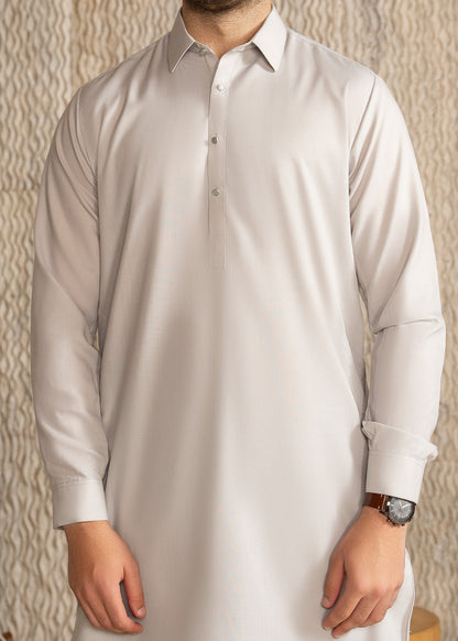 Steal Grey French Collar Kameez Shalwar - Men