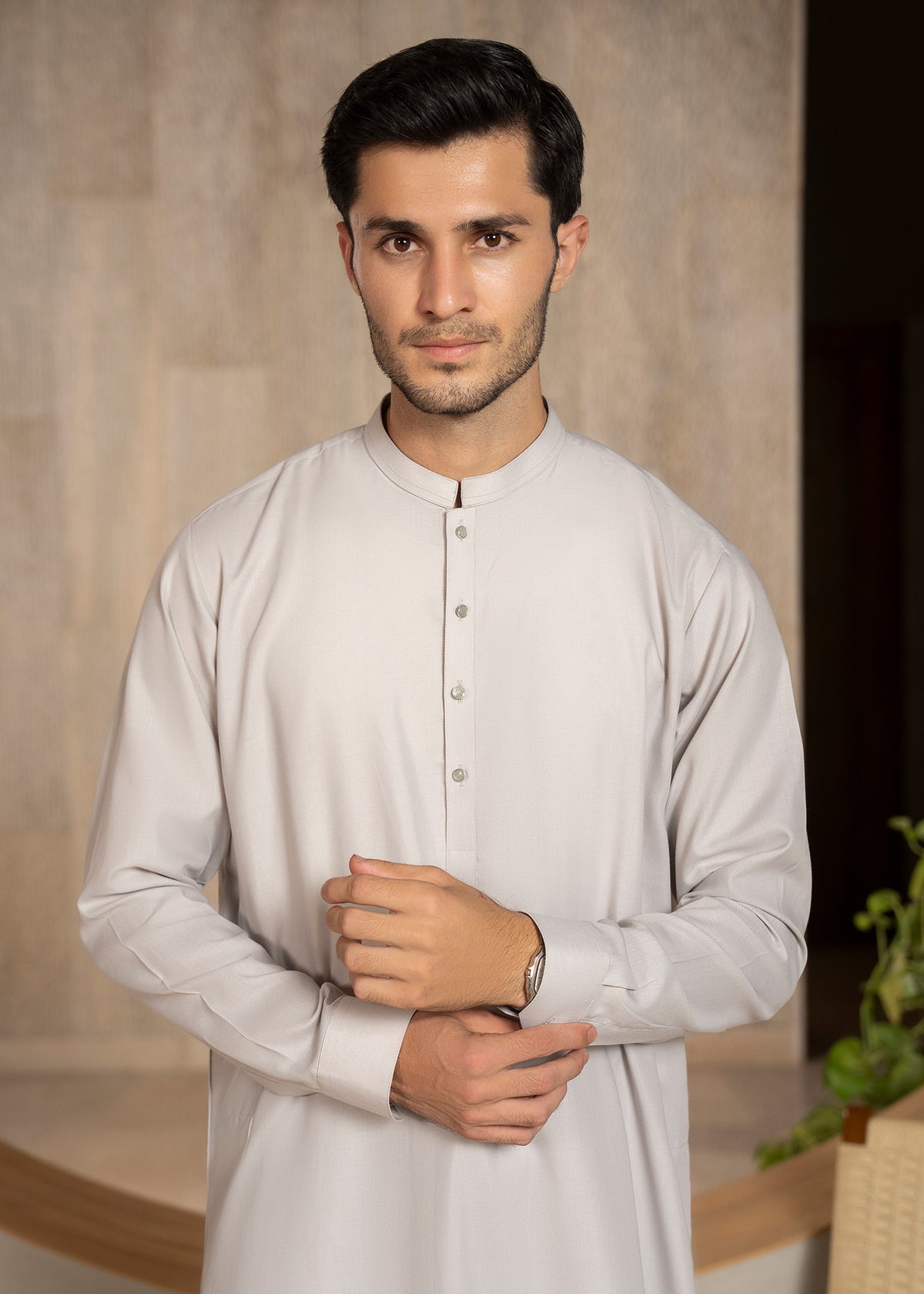 Steal Grey Kameez Shalwar - Men