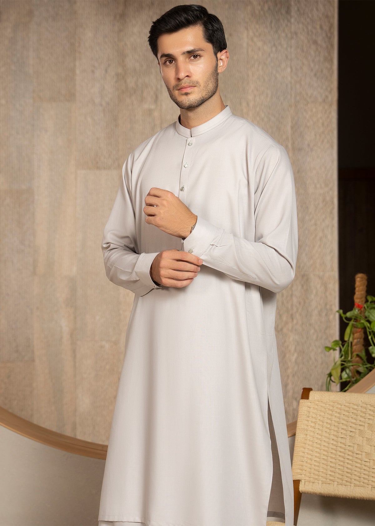 Steal Grey Kameez Shalwar - Men