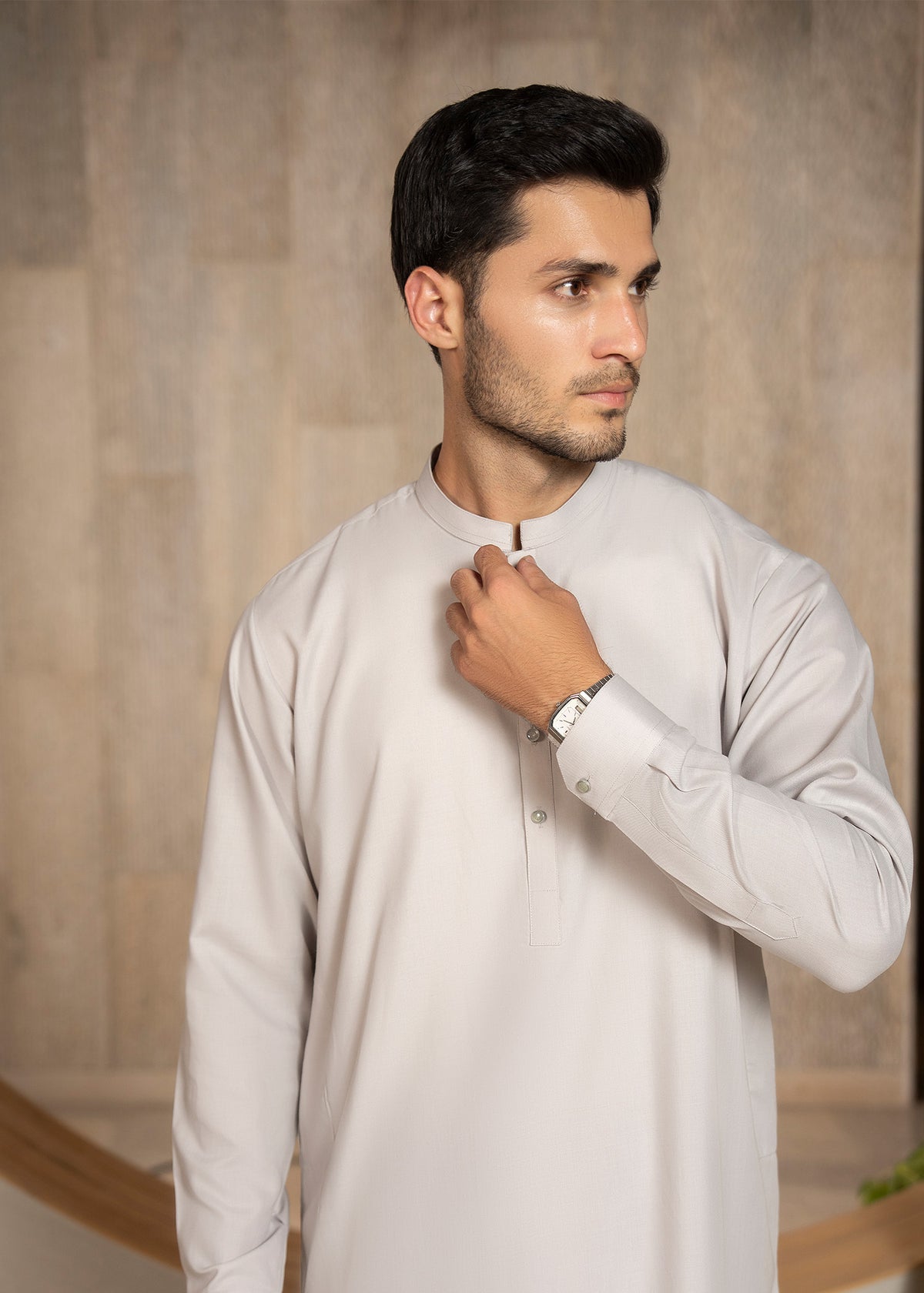 Steal Grey Kameez Shalwar - Men