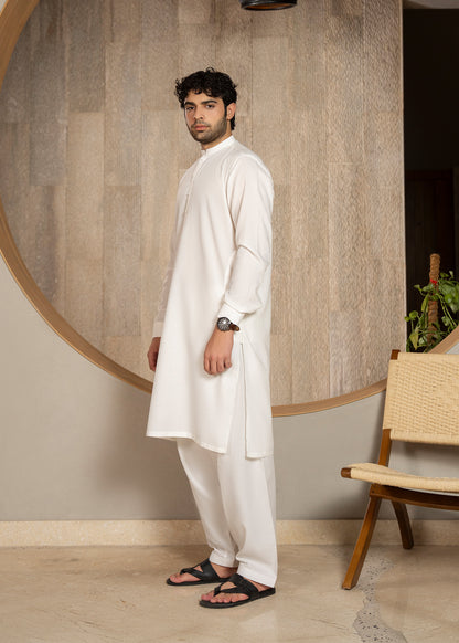 White Ban Kameez Shalwar - Men