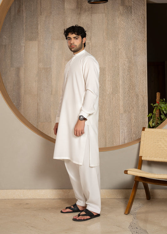 White Ban Kameez Shalwar - Men