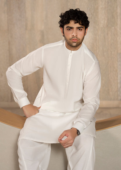 White Ban Kameez Shalwar - Men